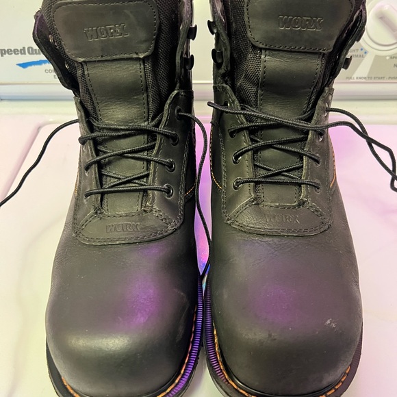 Mens size 12 Black Steel Toe Work Biker Riding Boots leather by Worx - Picture 5 of 5